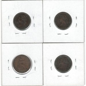 Great Britain 1849, 1861, 1866, 1875H Farthing (4 Pieces)
