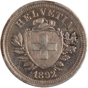 Švajčiarsko 1892 Striebro 1 Rappen