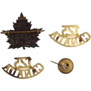 Canada WW1 125th Canadian Regiment Cap badge, titles and button