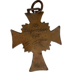 German Third Reich 1938 Bronze Mothers Cross