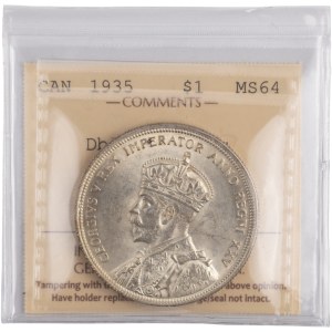 Canada 1935 Silver Dollar Double Voyageur