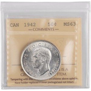 Canada 1942 Silver 50 Cents