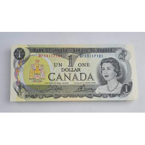 Bank of Canada 1973 $1 Banknotes in Sequence Crow-Bouey Bundle BC-46b (100 kusov)