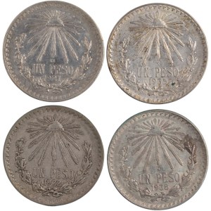 Mexiko 1921-38 Silber Pesos (4 Stück)