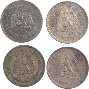 Mexiko 1921-38 Silber Pesos (4 Stück)
