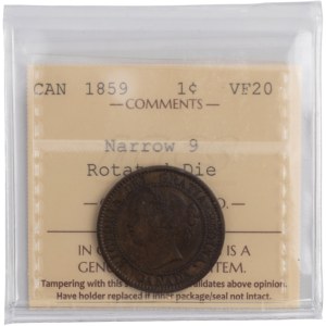 Canada 1859 Narrow 9 1 Cent Rotated Die