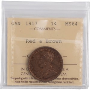 Canada 1917 1 Cent Red & Brown