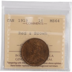 Canada 1919 1 Cent Red & Brown