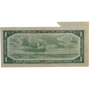 Bank of Canada 1954 $1 Banknote Butterfly Cutting Error H/Z BC-37b-i