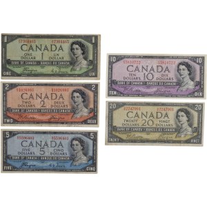 Bank of Canada 1954 Devils Hair Lot (5 Pieces)