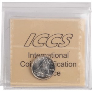 Canada 1953 Silver 10 Cents NSF No Should Fold