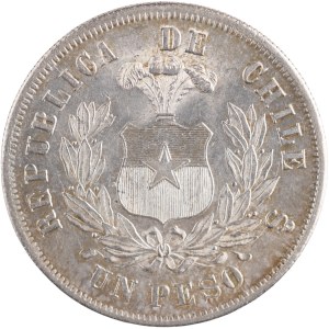 Chile 1875 So Silver 1 Peso