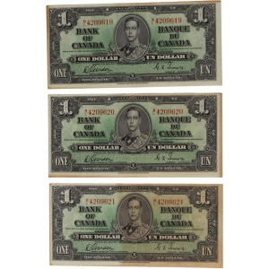 Banque du Canada 1937 billet de 1 $ Gordon-Towers M/L BC-21c 3 dans la séquence