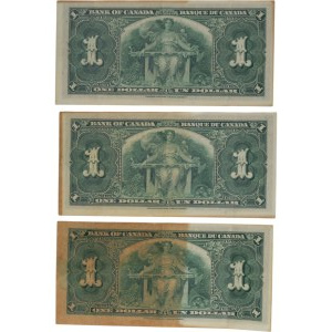 Banque du Canada 1937 billet de 1 $ Gordon-Towers M/L BC-21c 3 dans la séquence