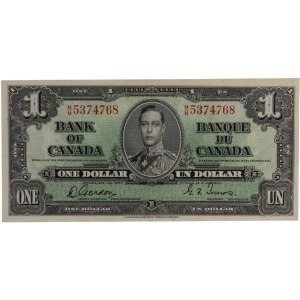 Bank of Canada 1937 $1 Banknote Gordon-Towers M/E BC-21c