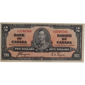 Bank of Canada 1937 $2 Banknote Coyne-Towers L/R BC-22d