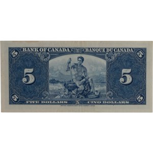 Banque du Canada 1937 Billet de 5 $ Gordon-Towers S/C BC-23b