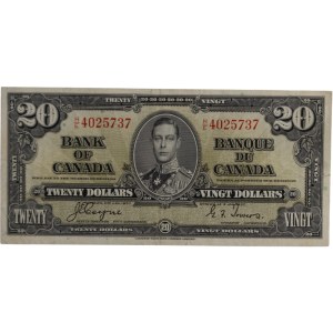 Bank of Canada 1937 $20 Banknote Coyne-Towers H/E BC-25c