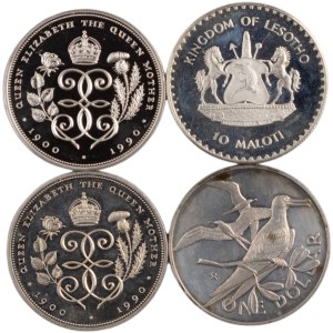 World Mixed Lots 1975-90 Lesotho, Great Britain... Silver Coins (4 Pieces)