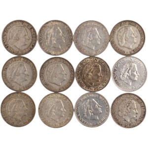 World Mixed Lots 1959-60 Netherlands Silver Coins (12 Pieces)