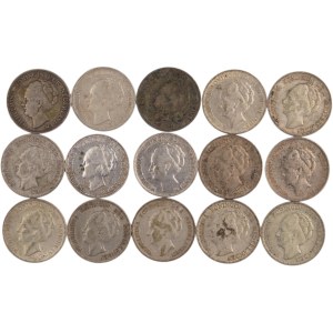 World Mixed Lots 1913-31 Niederlande Silbermünzen (15 Stück)