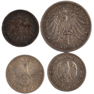 World Mixed Lots 1904-38 Germany Silver Coins (4 Pieces)