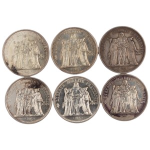 World Mixed Lots France 1965-71 Silver 10 Francs (6 Pieces)