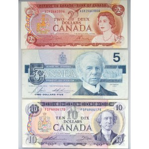 Canada, set of banknotes, 2, 5 and 10 Dollars, (3 pieces)