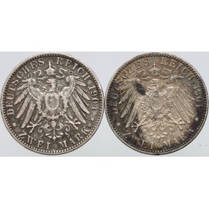 Germany, Empire, set of 2 marks coins from 1901, (2 pieces)