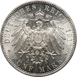Germany, Bavaria, 5 marks 1911 D, Munich, Luitpold's 90th birthday