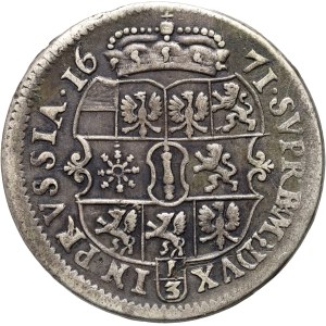 Germany, Brandenburg-Prussia, Frederick William, 1/3 thaler 1671 TT, Königsberg