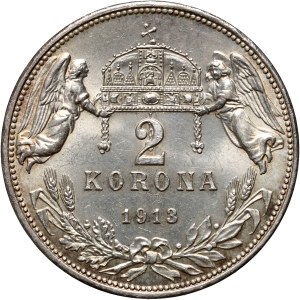 Hungary, Franz Joseph I, 2 Korona 1913 KB, Kremnica