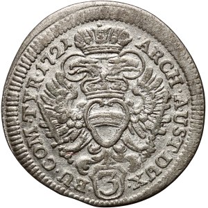 Austria, Charles VI, 3 kreuzer 1721, Vienna