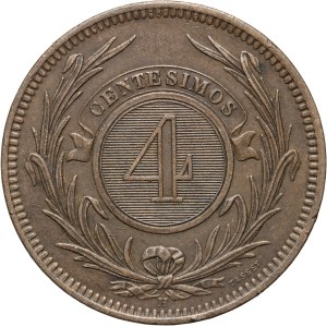 Uruguay, 4 centesimos 1869 H, Birmingham