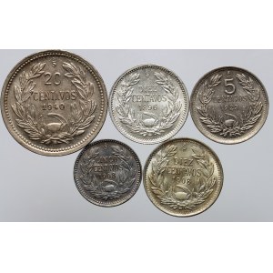 Chile, set of coins from 1896-1940, (5 pieces)