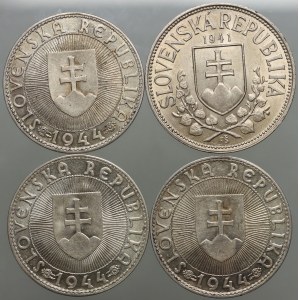 Slowakei, Satz Silbermünzen aus den Jahren 1941-1944, (4 Stück)