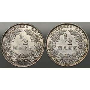 Německo, císařství, sada 1/2 marky 1908-1913, (2 kusy)