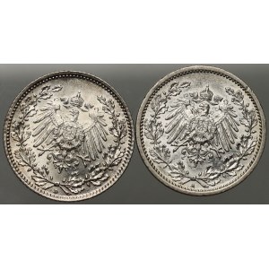 Německo, císařství, sada 1/2 marky 1908-1913, (2 kusy)