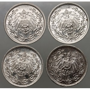 Germany, Empire, set of 1/2 mark coins from 1916-1917, (4 pieces)