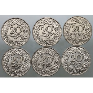 Second Republic, 1923 20 penny coin set, (6 pieces)
