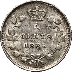 Kanada, Wiktoria, 5 centów 1881 H, Birmingham