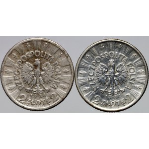II RP, Münzsatz 2 Zloty 1934, Warschau, Józef Piłsudski, (2 Stück)