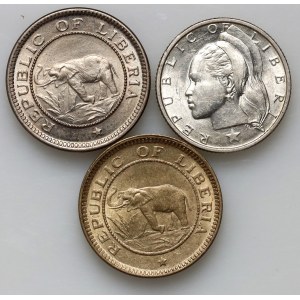 Liberia, set of coins from 1937-1960, (3 pieces)