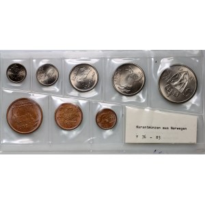 Norwegia, Olaf V, zestaw monet z 1967 roku, (8 sztuk)