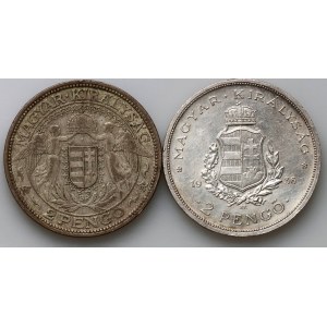 Hungary, set of 2 pengo coins from 1929-1936, (2 pieces)