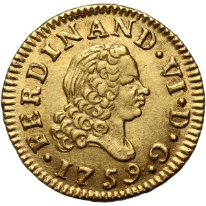 Spanien, Ferdinand VI., 1/2 Escudo 1759 MJ, Madrid