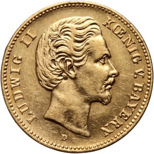 Germany, Bavaria, Ludwig II, 5 marks 1877 D, Munich