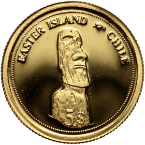 Fiji, Elizabeth II, 5 dollars 2006, Easter Island