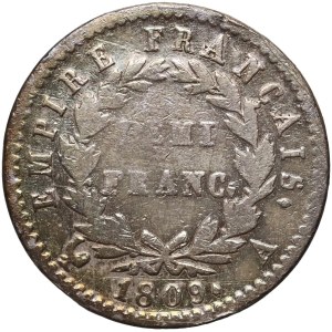 Francia, Napoleone I, 1/2 franco 1809 A, Parigi