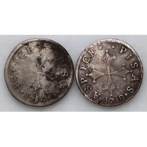 Włochy, Toskania, Kosma III Medyceusz, zestaw monet grosso z lat 1714-1718, Piza, (2 sztuki)